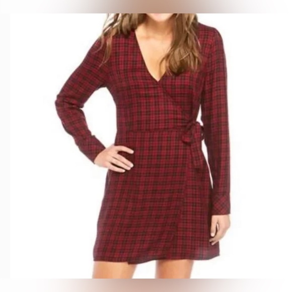 NWT Sanctuary Faux-Wrap Christmas Plaid Dress Sz 2 Retails $220 - Picture 1 of 4